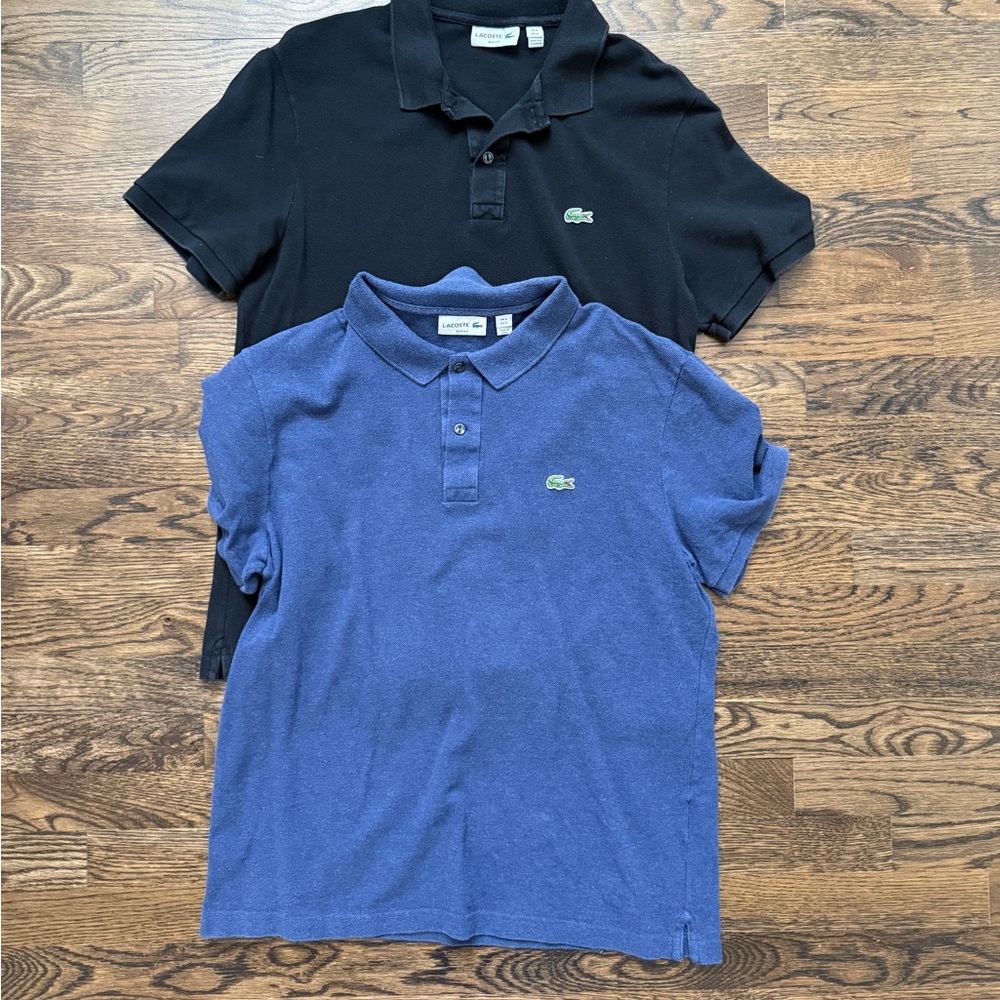 Lacoste Mens Slim Fit Polo Shirt lot - Black and Blue